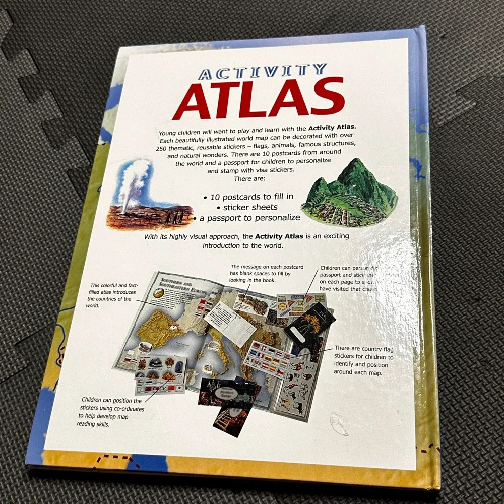 Activity Atlas The World at Your Fingertips Hardcover Sticker Book 2000 Edition